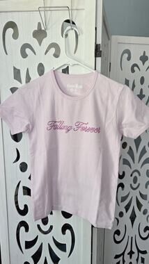 Dua Lipa Radical Optimism Falling Forever Pink Rhinestone Baby Tee Large NWOT